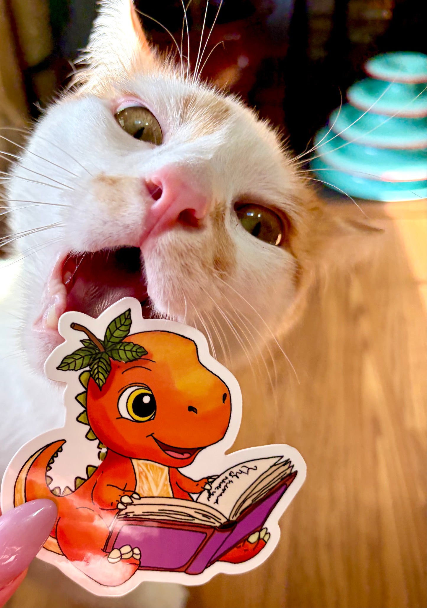 Tyrannosorange Reading Sticker